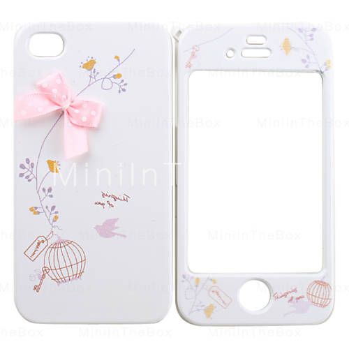 Case Fita Cor de Rosa e Aves Cutie para Iphone 4S Inteiro